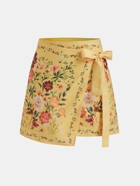 253 Floral Print Tie Wrap Mini Skirt